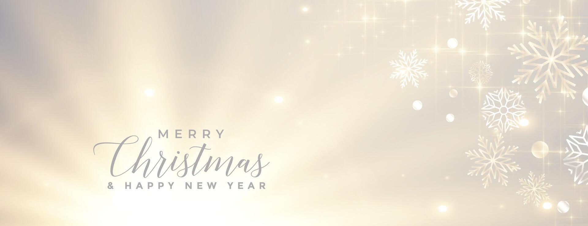 glowing merry christmas banner with shiny snowflakes vector