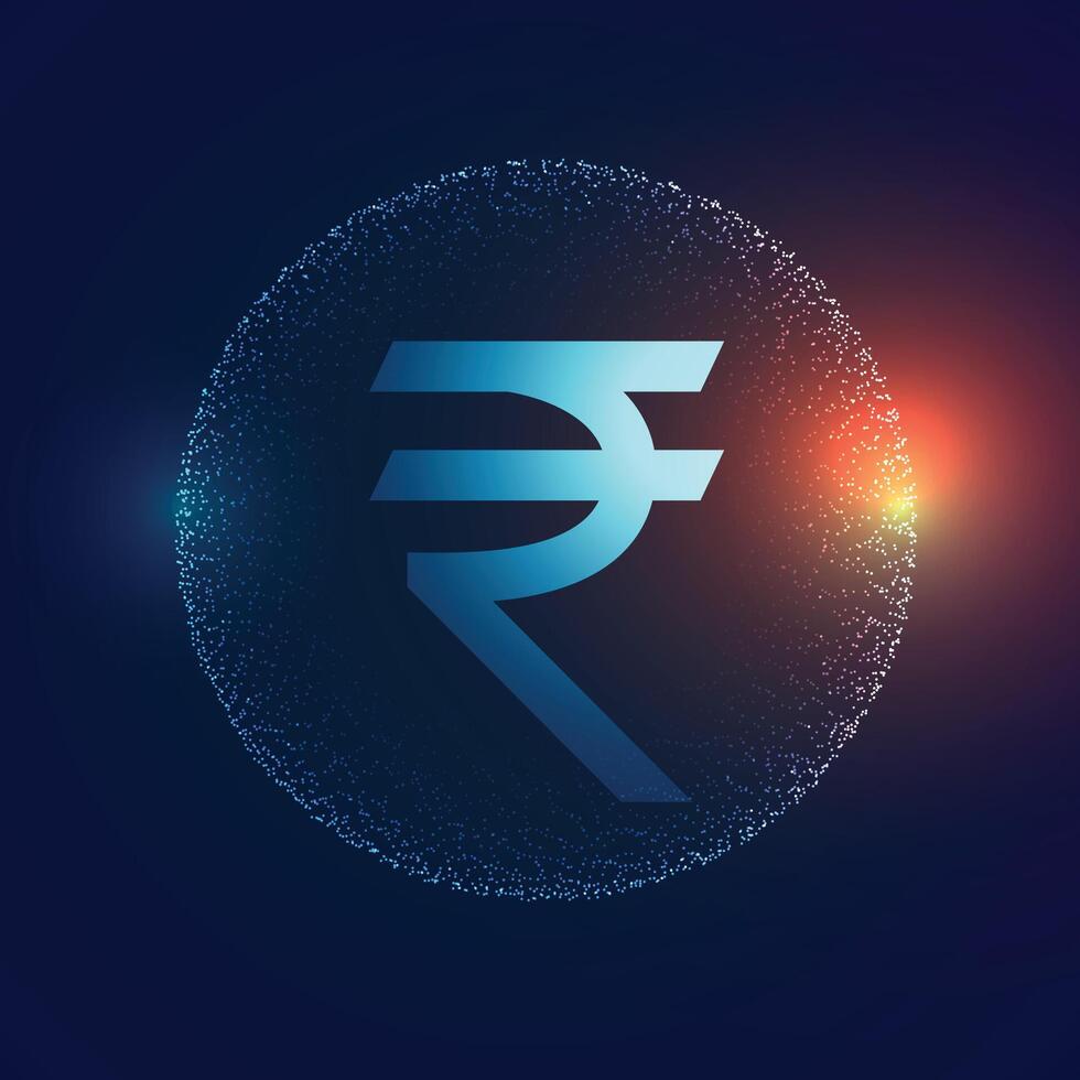 rupee technology background with light effect vector