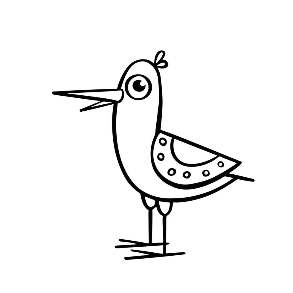 Seagull bird line, vector illustration hand drawn