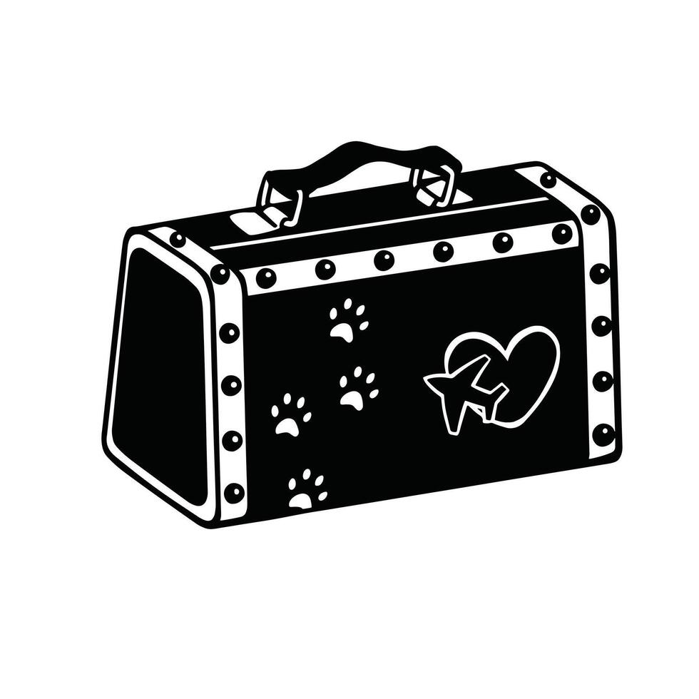 Retro chest bag silhouette on white background. Vector illustration