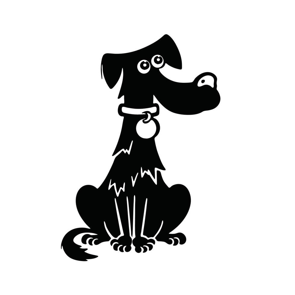 Silhouette of a funny dog, comic animal. Vector illustration