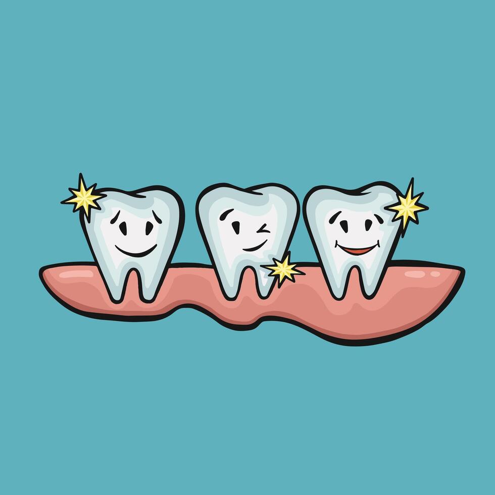 clean teeth and healthy gums oral hygiene, vector