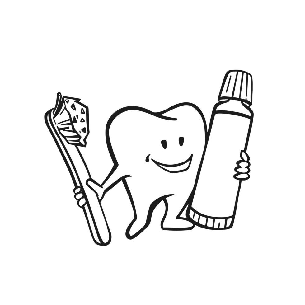 amistad diente cepillo de dientes y pasta dental oral higiene, vector