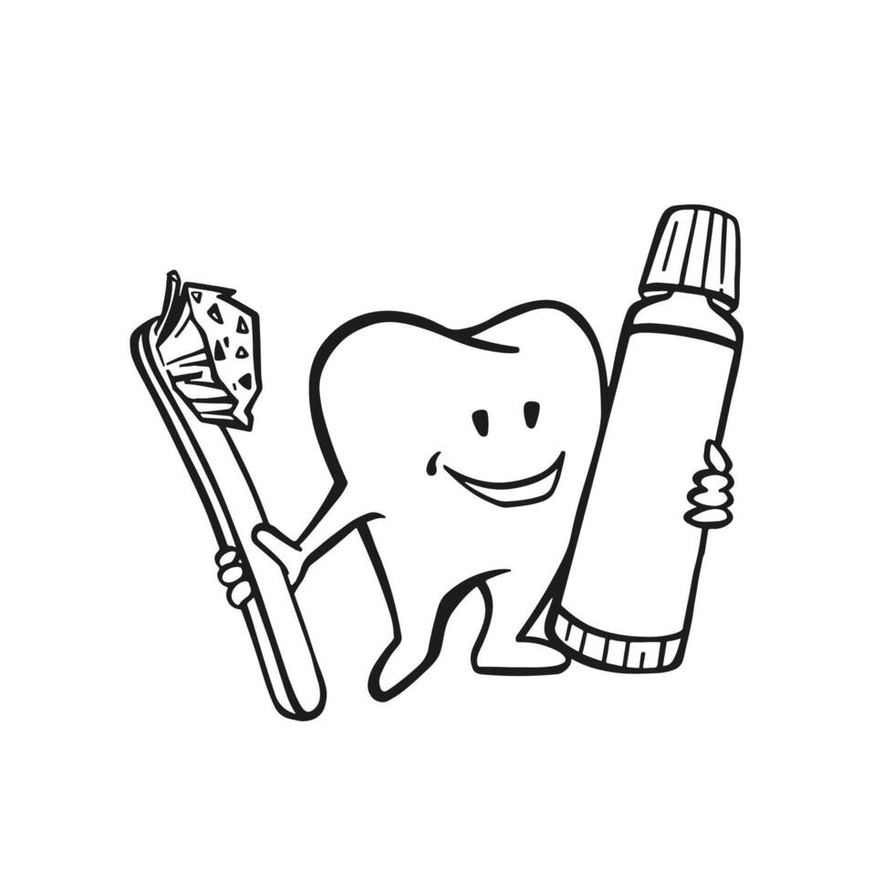 friendship tooth toothbrush and toothpaste oral hygiene, vector