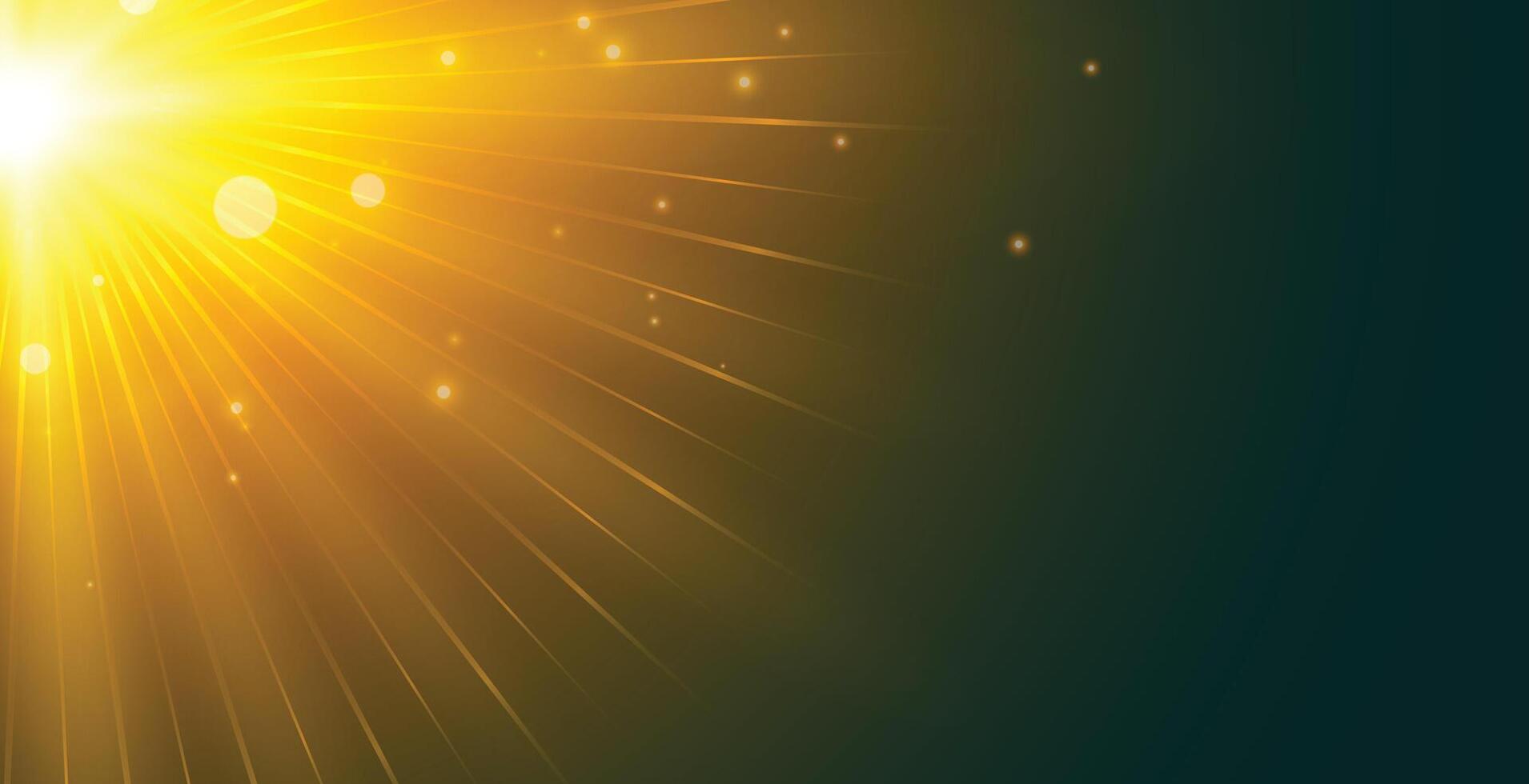 glowing sun rays background from top left corner vector