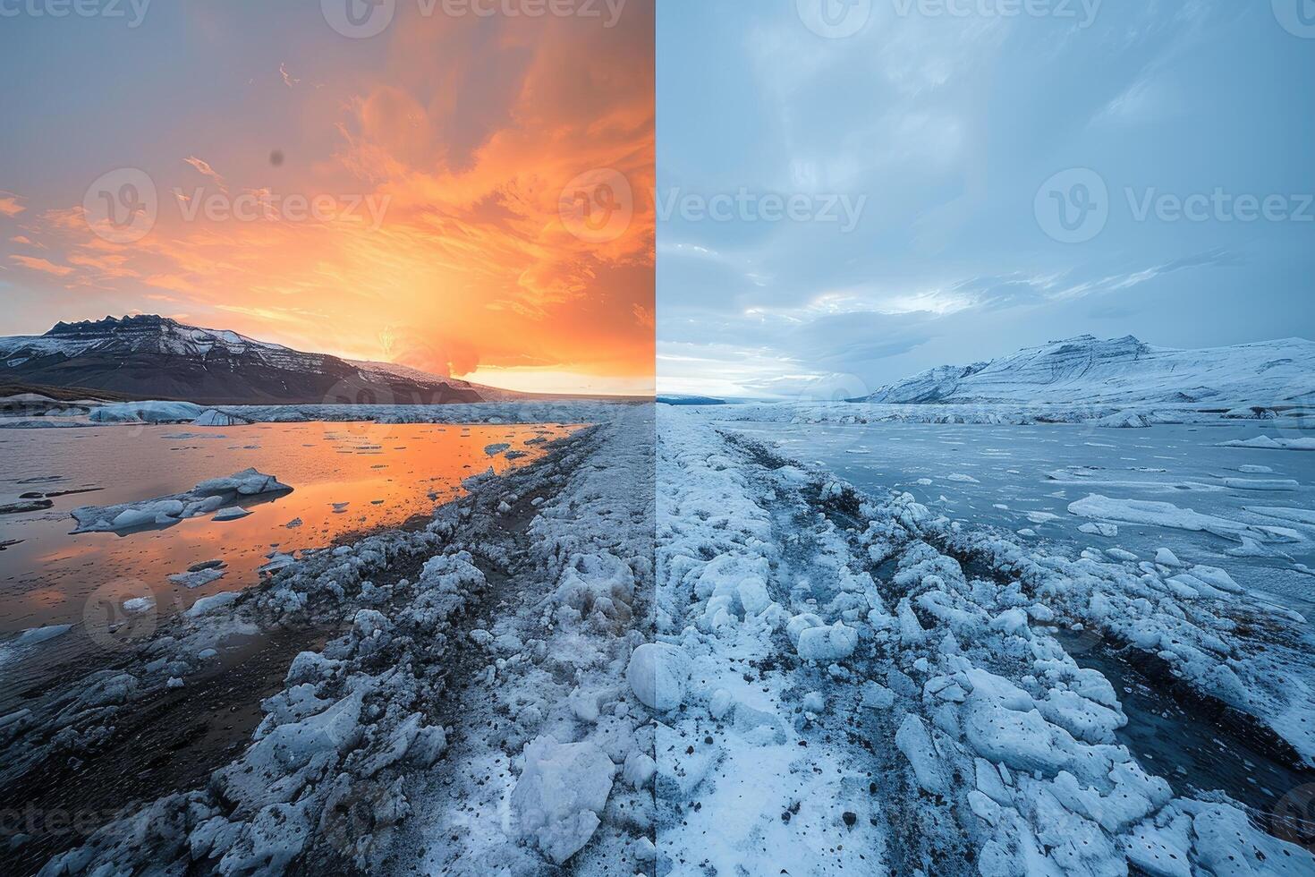 AI generated Climate change melting glaciers faster professional photography photo