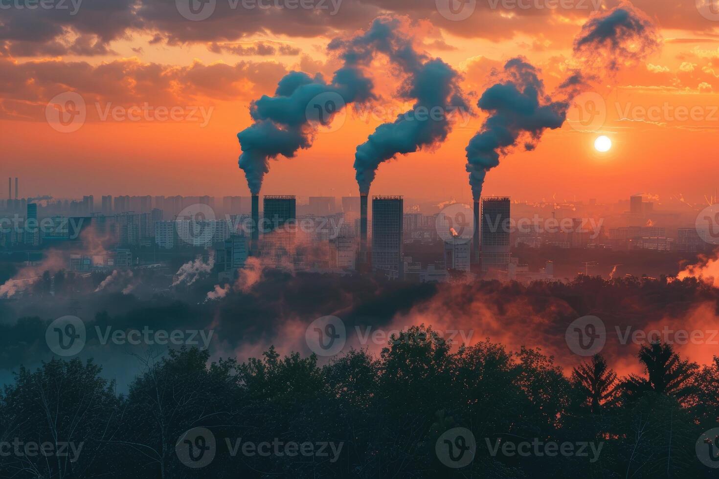 AI generated Air pollution from industries process professional photography photo