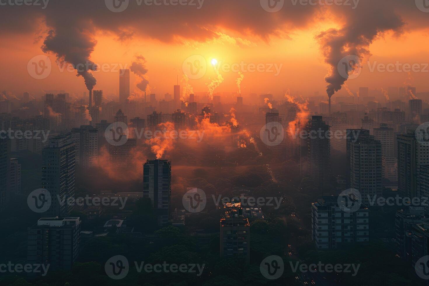 AI generated Air pollution from industries process professional photography photo