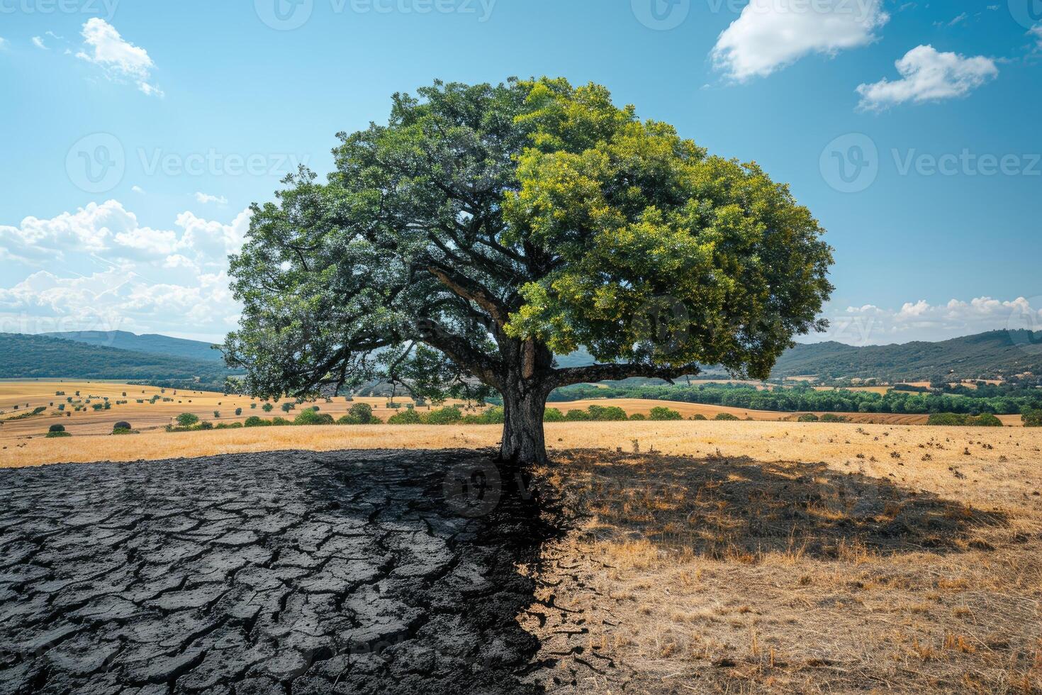 AI generated climate change impact on more and worse environment professional photography photo
