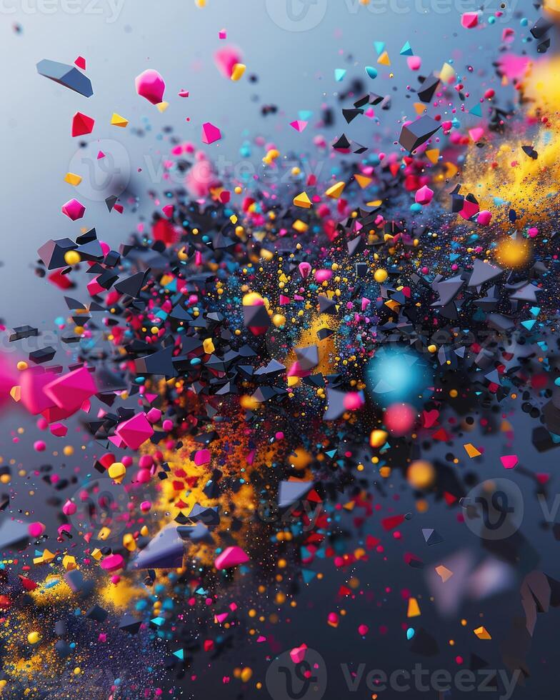 AI generated Vibrant explosion of colorful particles background photo