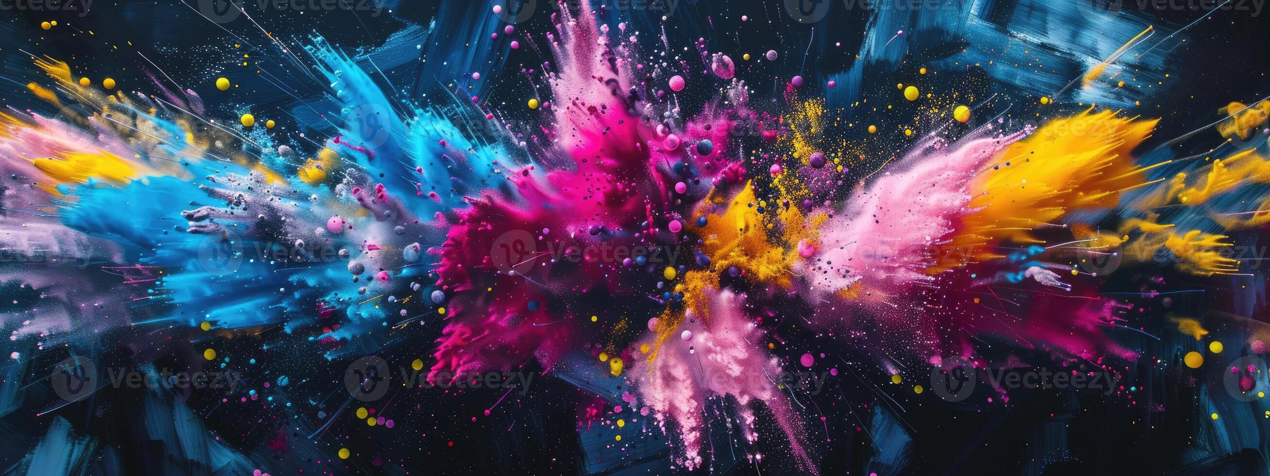 AI generated Vibrant explosion of colorful particles background photo