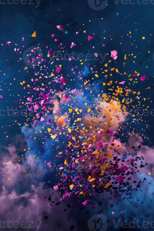 AI generated Vibrant explosion of colorful particles background photo