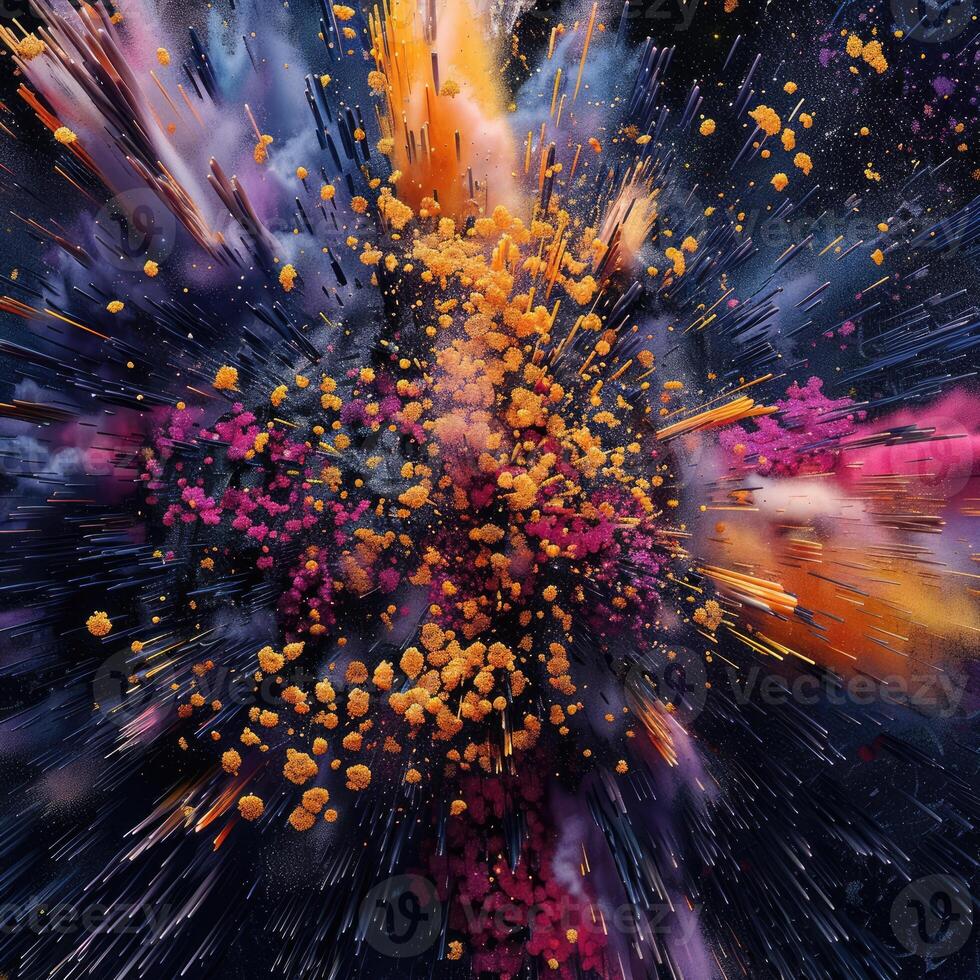 AI generated Vibrant explosion of colorful particles background photo