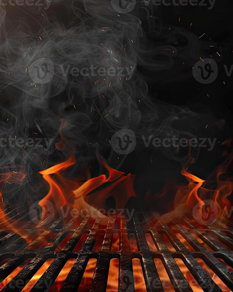 AI generated Flaming grill background photo