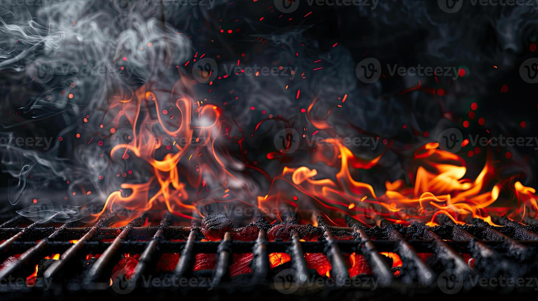 AI generated Flaming grill background photo