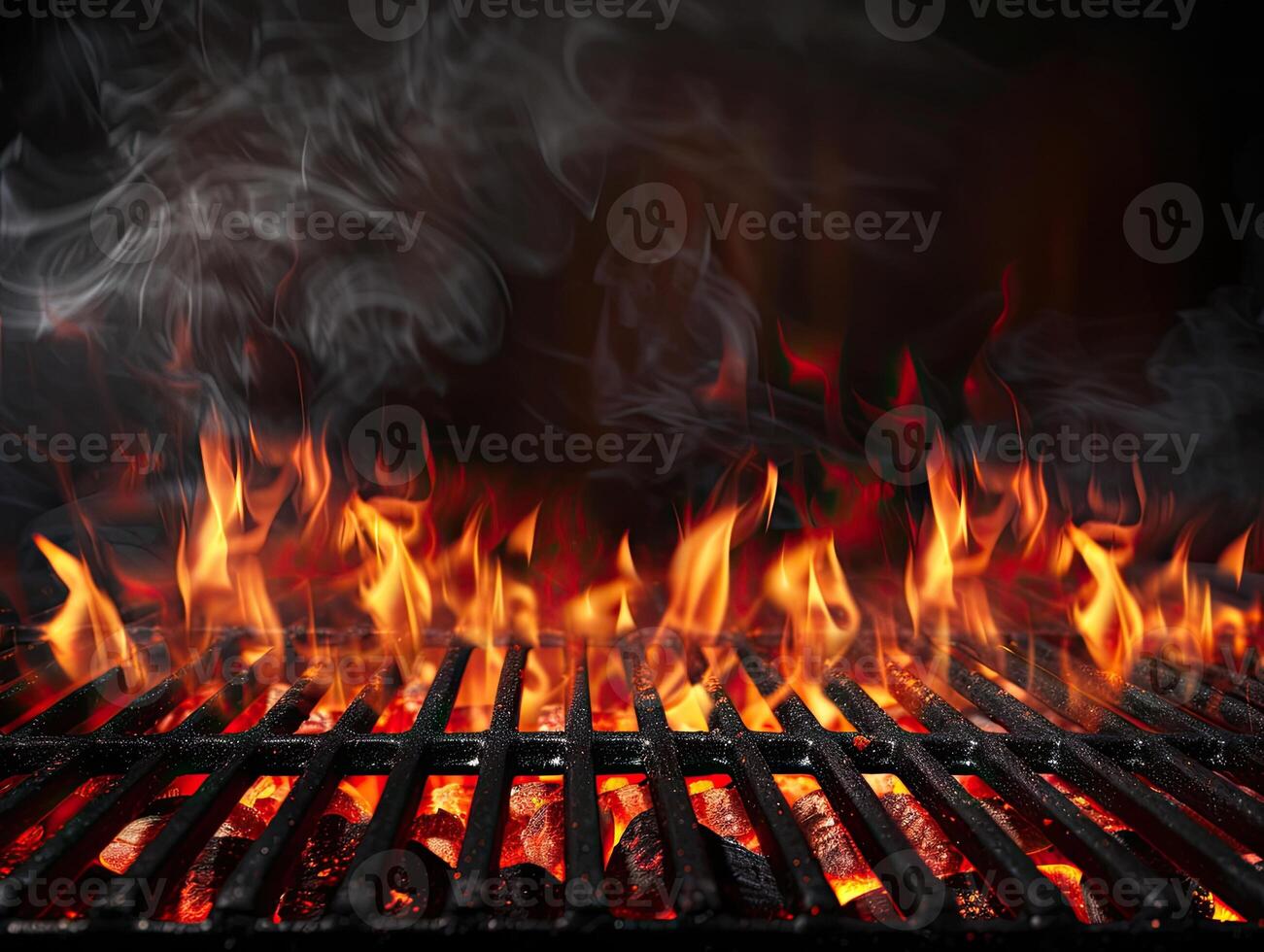 AI generated Flaming grill background photo