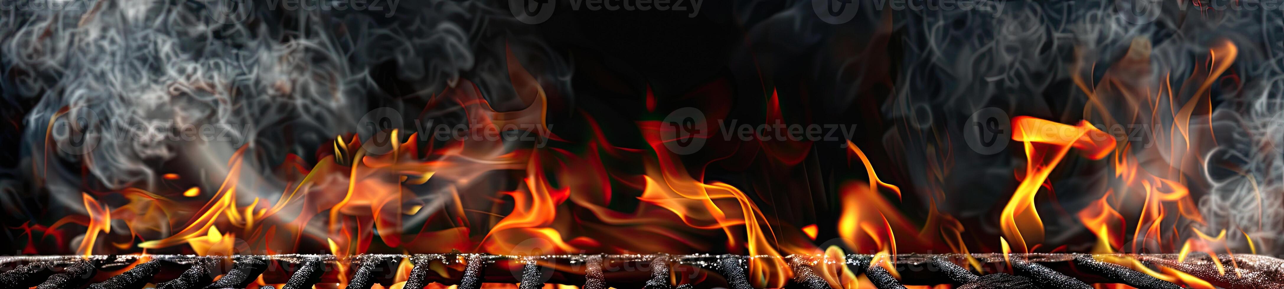 AI generated Flaming grill background photo