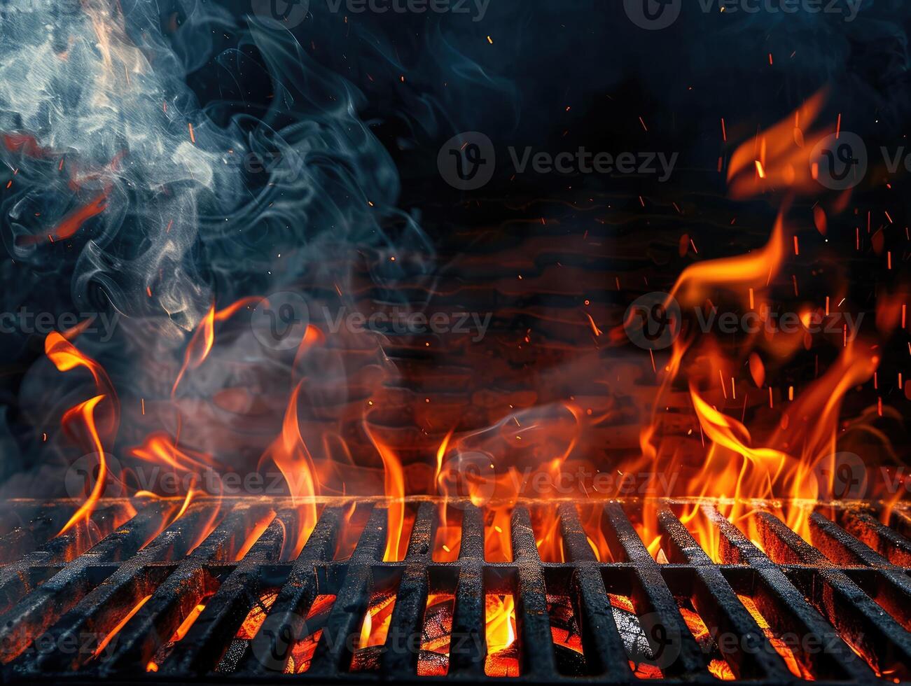 AI generated Flaming grill background photo