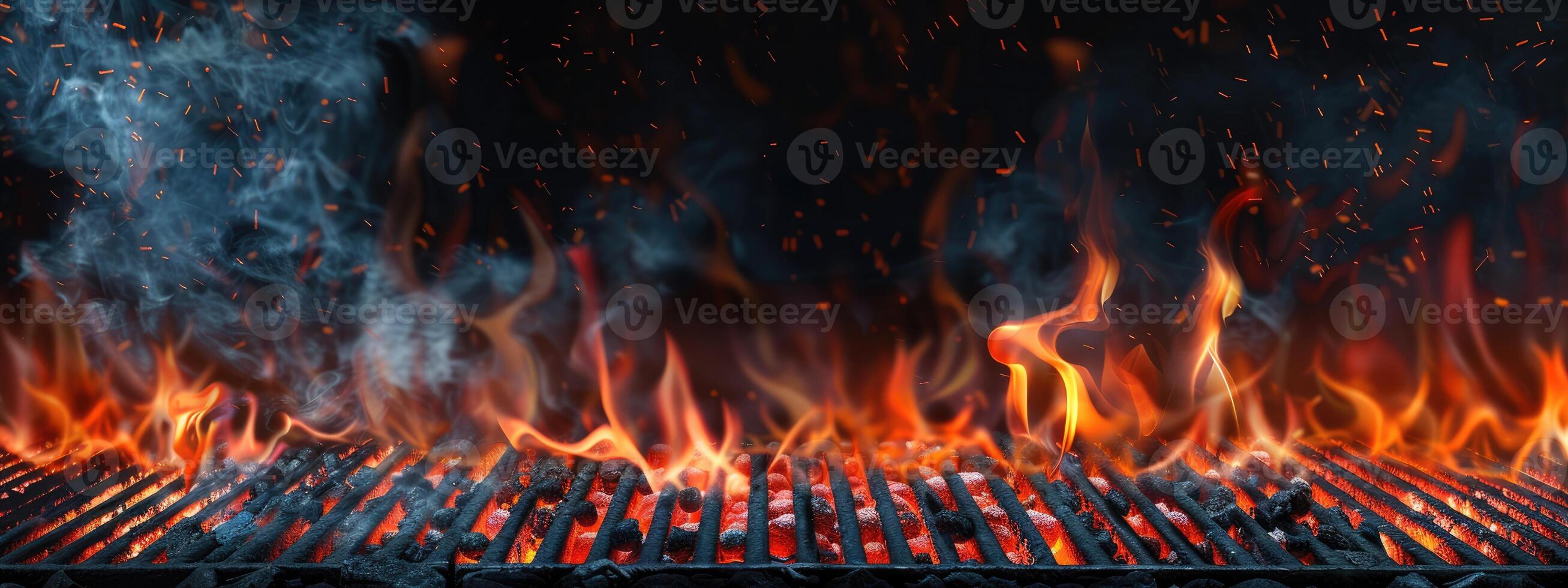 AI generated Flaming grill background photo