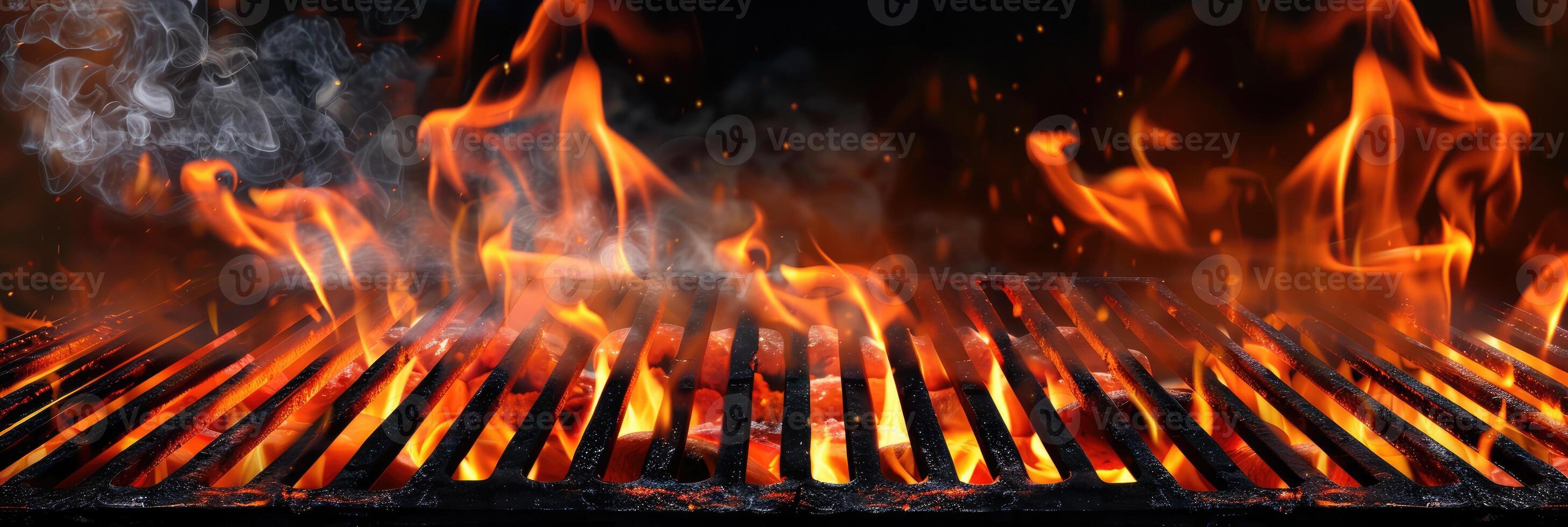 AI generated Flaming grill background photo