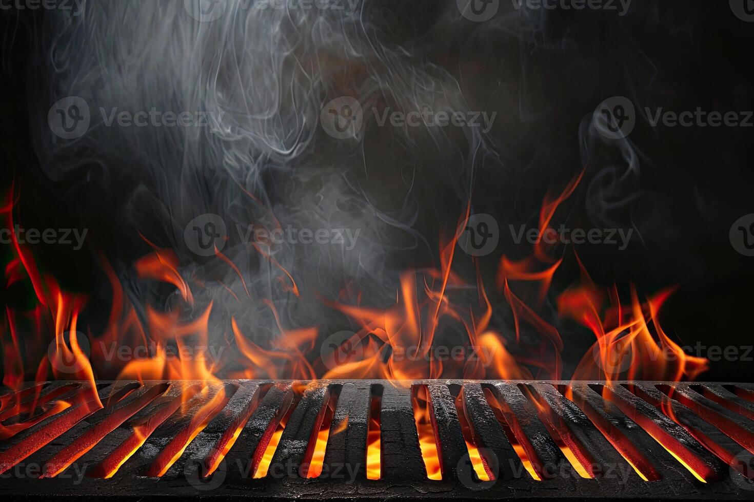 AI generated Flaming grill background photo