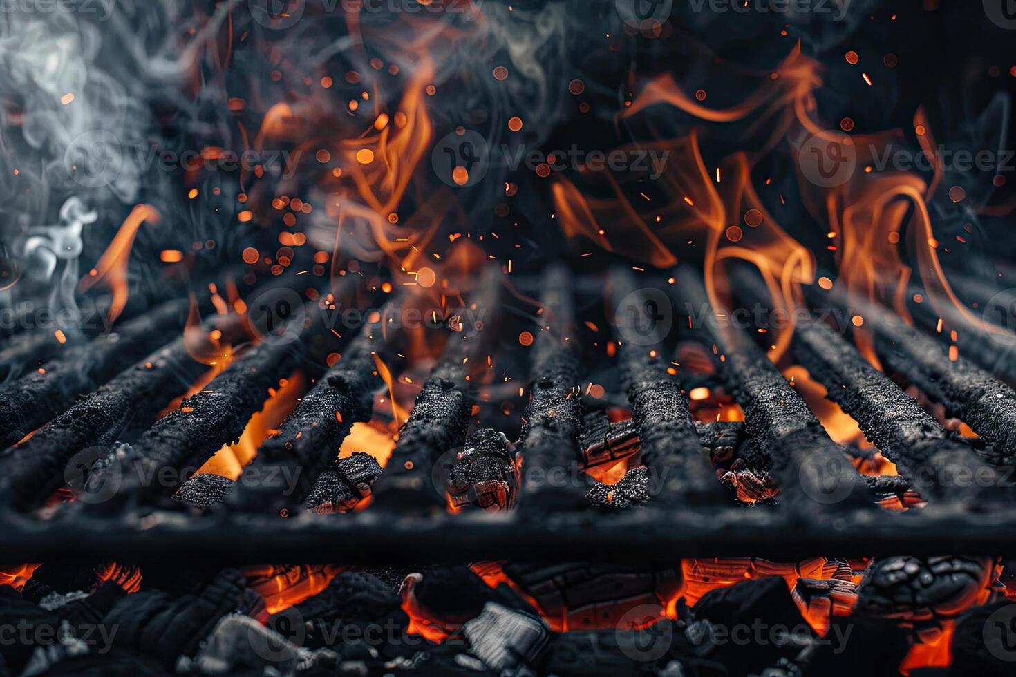 AI generated Flaming grill background photo