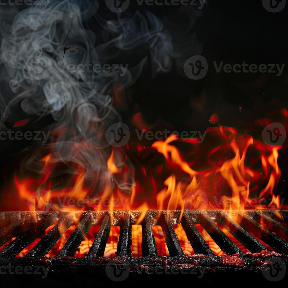 AI generated Flaming grill background photo