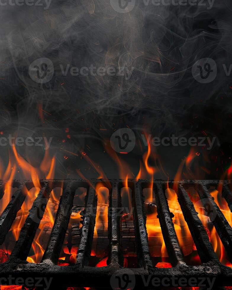 AI generated Flaming grill background photo