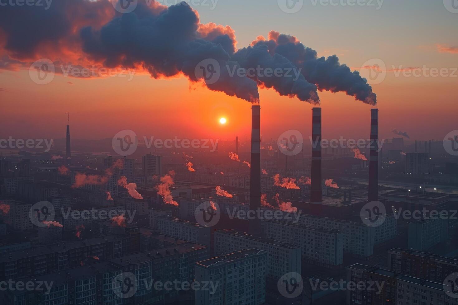 AI generated Air pollution from industries process professional photography photo