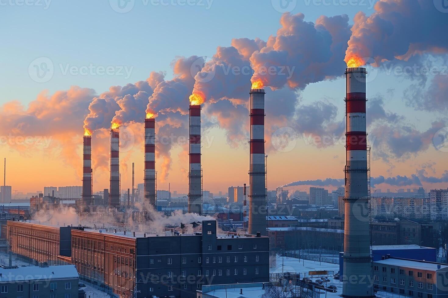 AI generated Air pollution from industries process professional photography photo