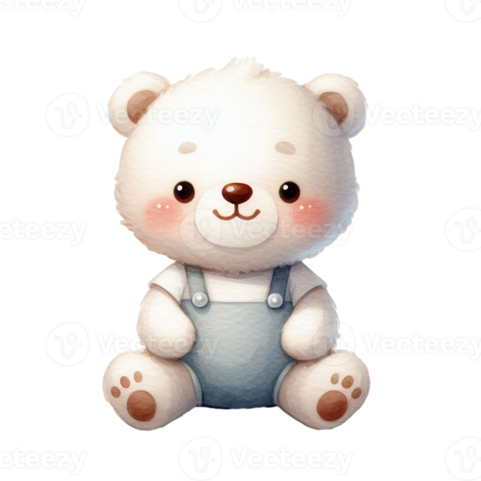 AI generated graphic of a white baby teddy bear on an isolated background png