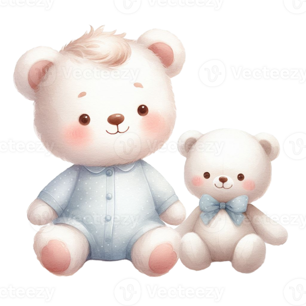 AI generated graphic of a white baby teddy bear on an isolated background png