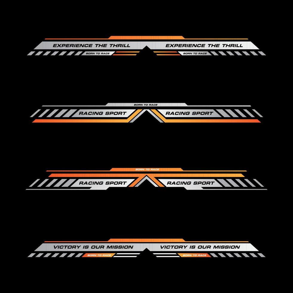 Sport racing stripes car stickers. modification body speed and drift vinyl decal isolated set templates vector
