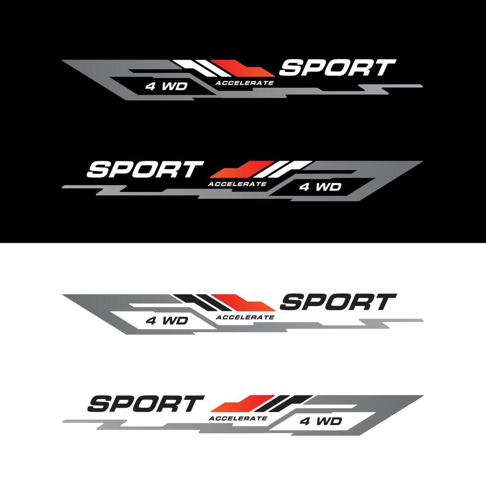 Sport racing car stickers stripe abstract shape . vinyl decal templates isolated set vector