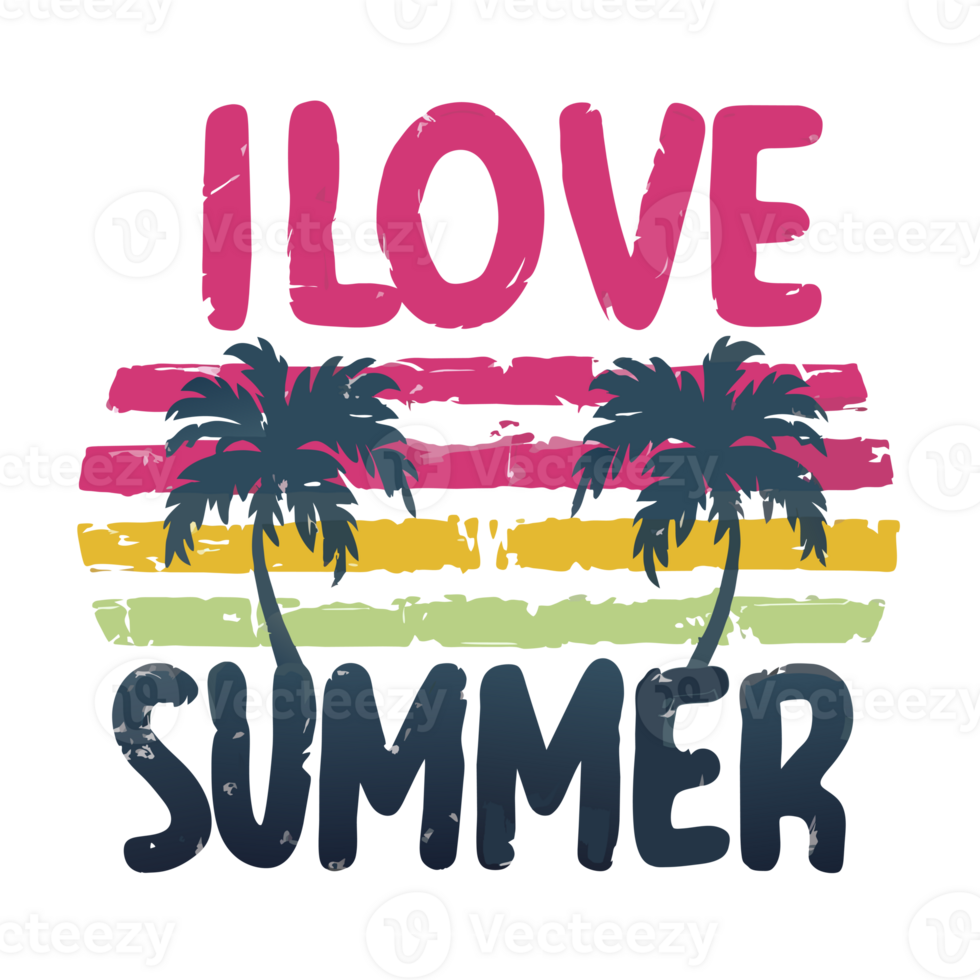 AI generated simple, colorful graphics with the words I love summer png