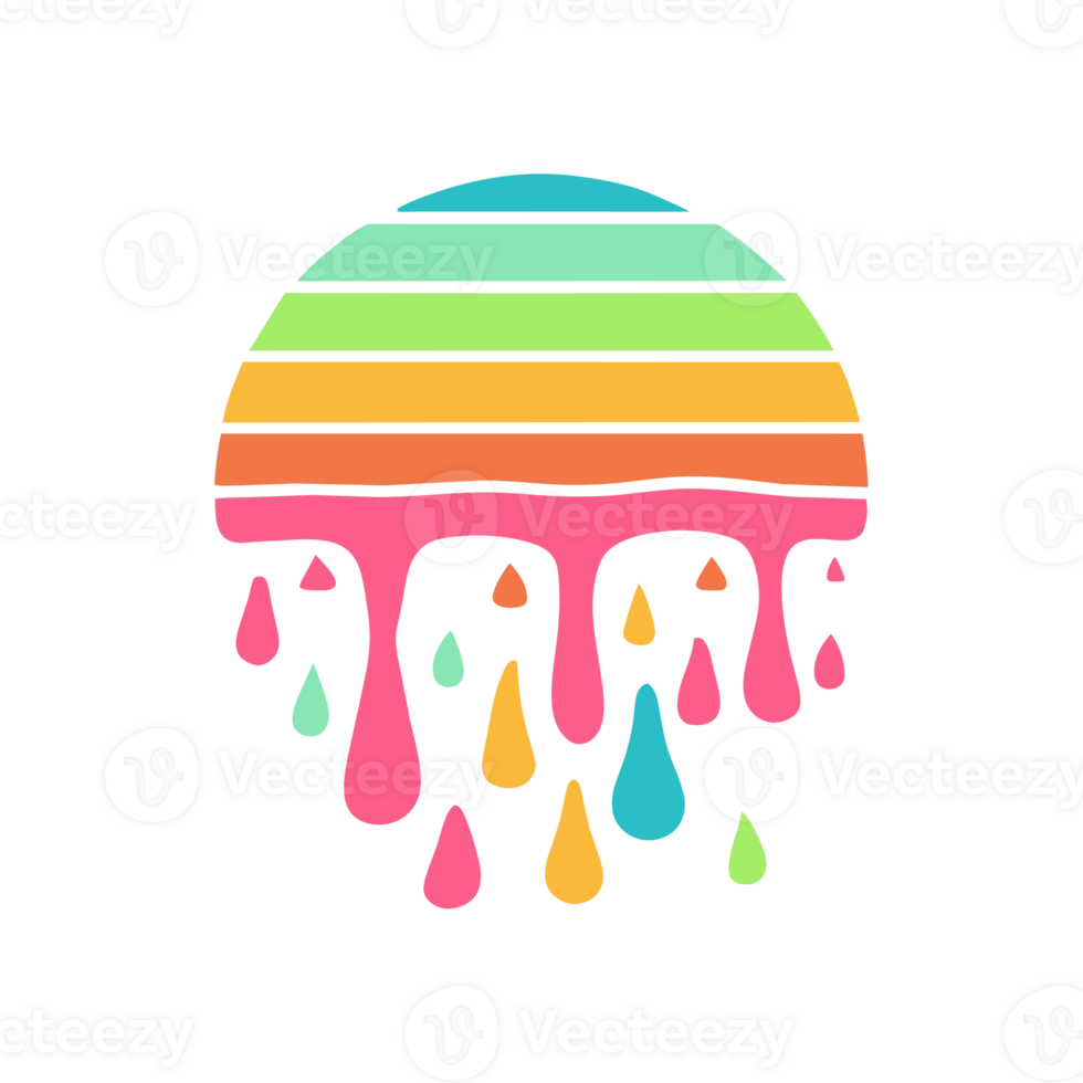 AI generated graphics of the setting sun with raindrops png