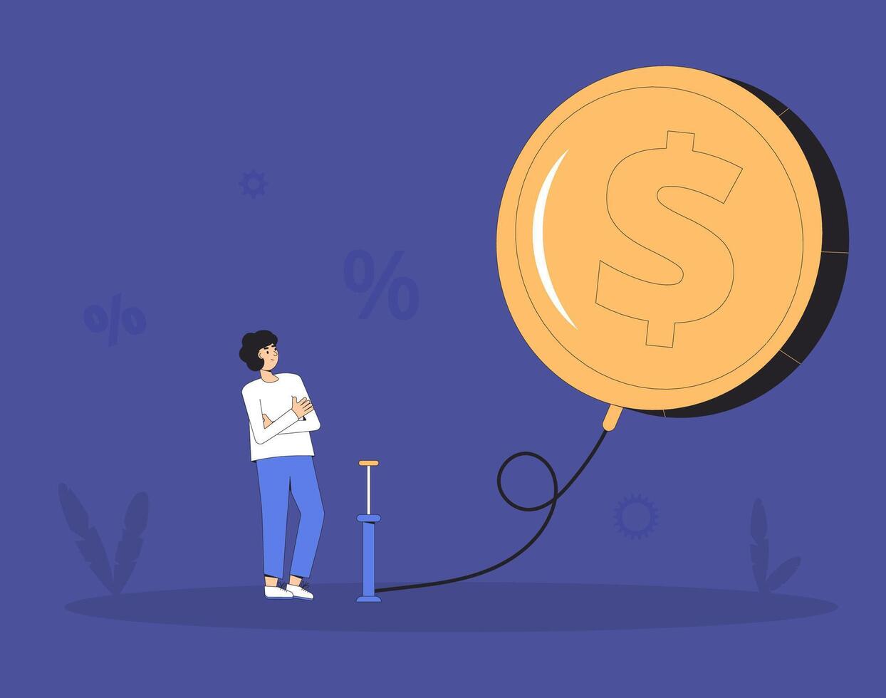 Inflation. Investment bubble. Economical finance changes process vector