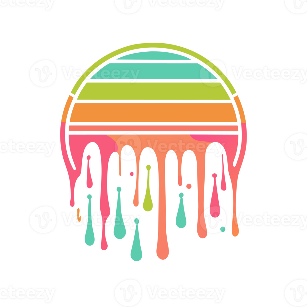 AI generated graphics of the setting sun with raindrops png