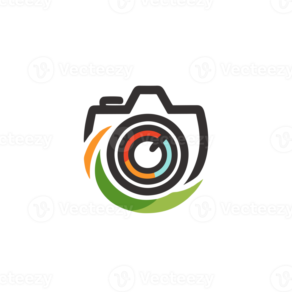 AI generated simple colorful camera slr logo png