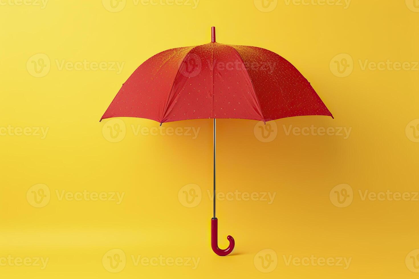 AI generated Open umbrella on an isolated background of red and yellow color. photo