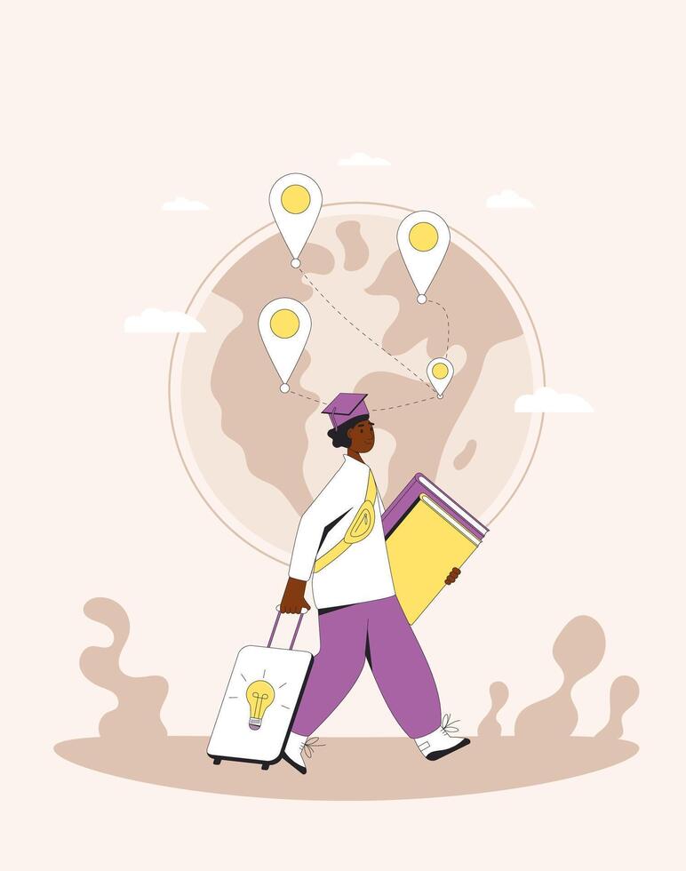 Brain drain. International migration. vector