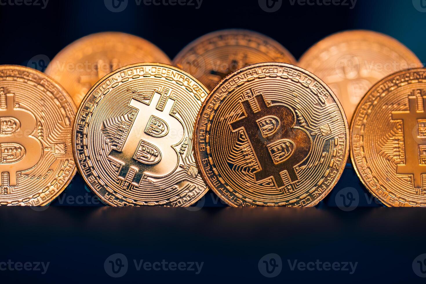 Golden bitcoin, conceptual image for crypto currency. Cryptocurrency bitcoin the future coin. Abstract business crypto market finance money background. Bitcoin BTC Cryptocurrency coins. Stock market photo