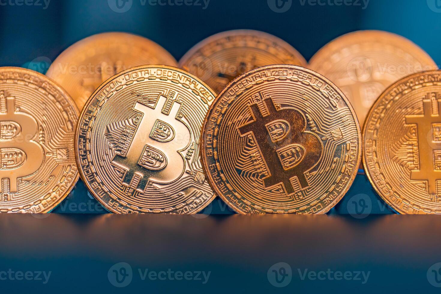 Golden bitcoin, conceptual image for crypto currency. Cryptocurrency bitcoin the future coin. Abstract business crypto market finance money background. Bitcoin BTC Cryptocurrency coins. Stock market photo