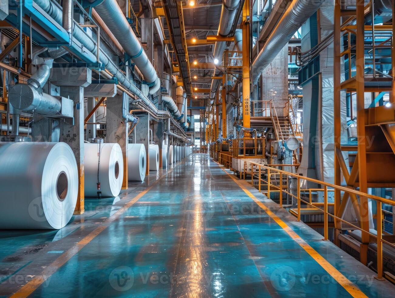 AI generated Clean, large paper factory photo