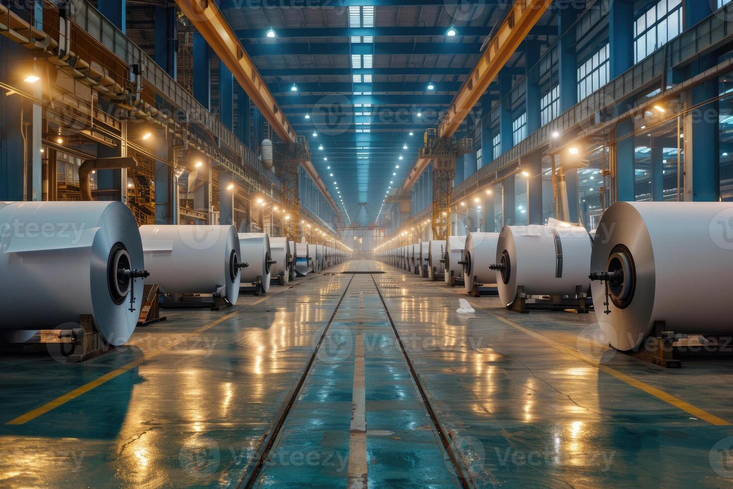 AI generated Clean, large paper factory photo