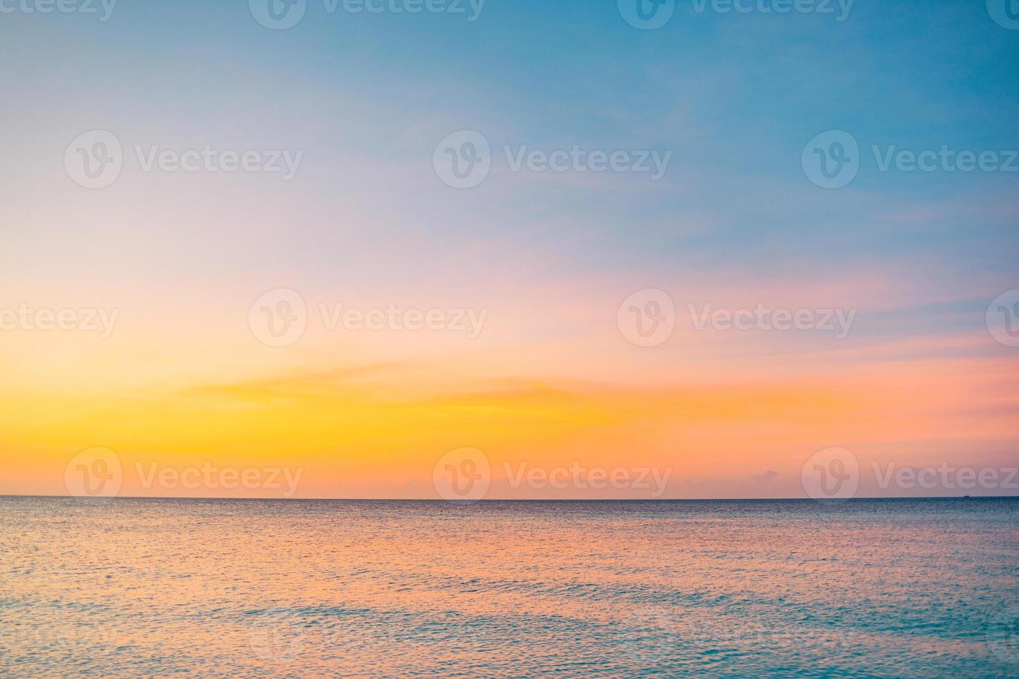 Dreamlike seascape skyline. Artistic meditation nature scene. Abstract inspirational sunset photography for background, sky and clouds with sea. photo