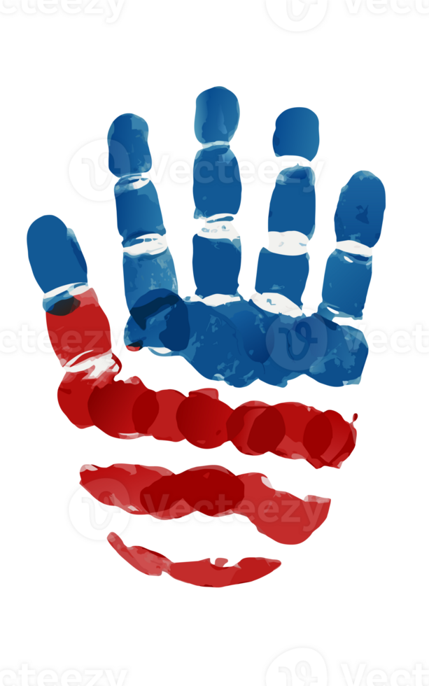 AI generated watercolor hand trace graphic in flag colors png