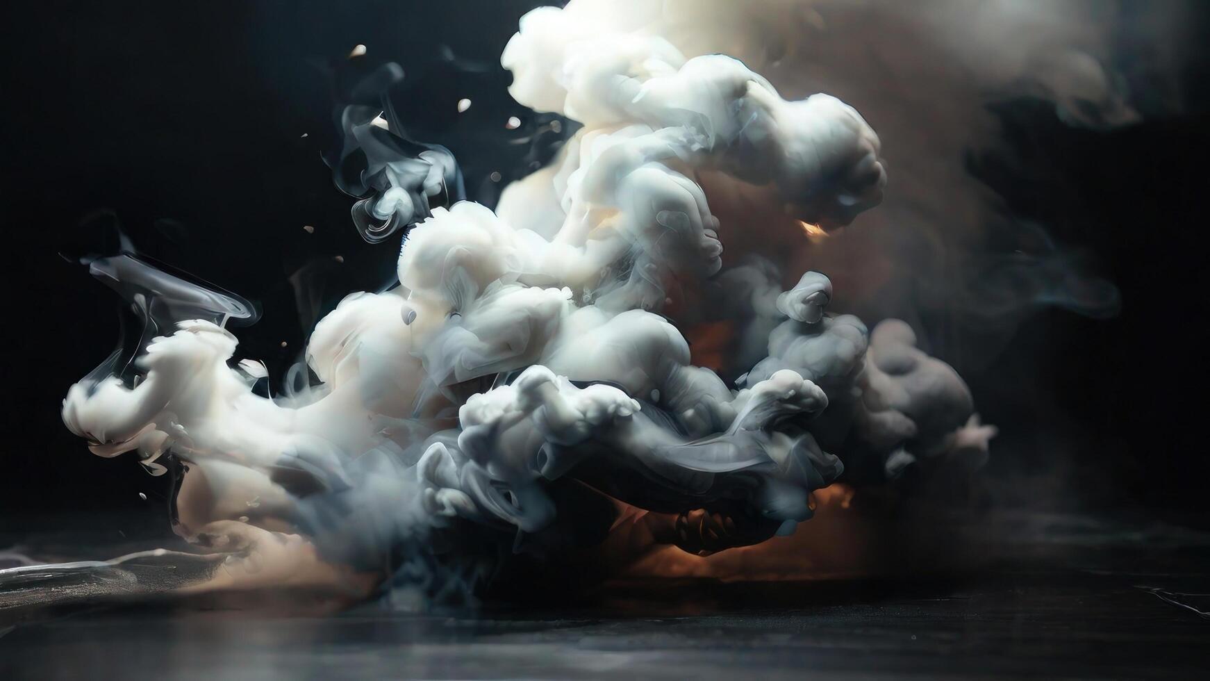 AI generated White colored smoke on a black background photo