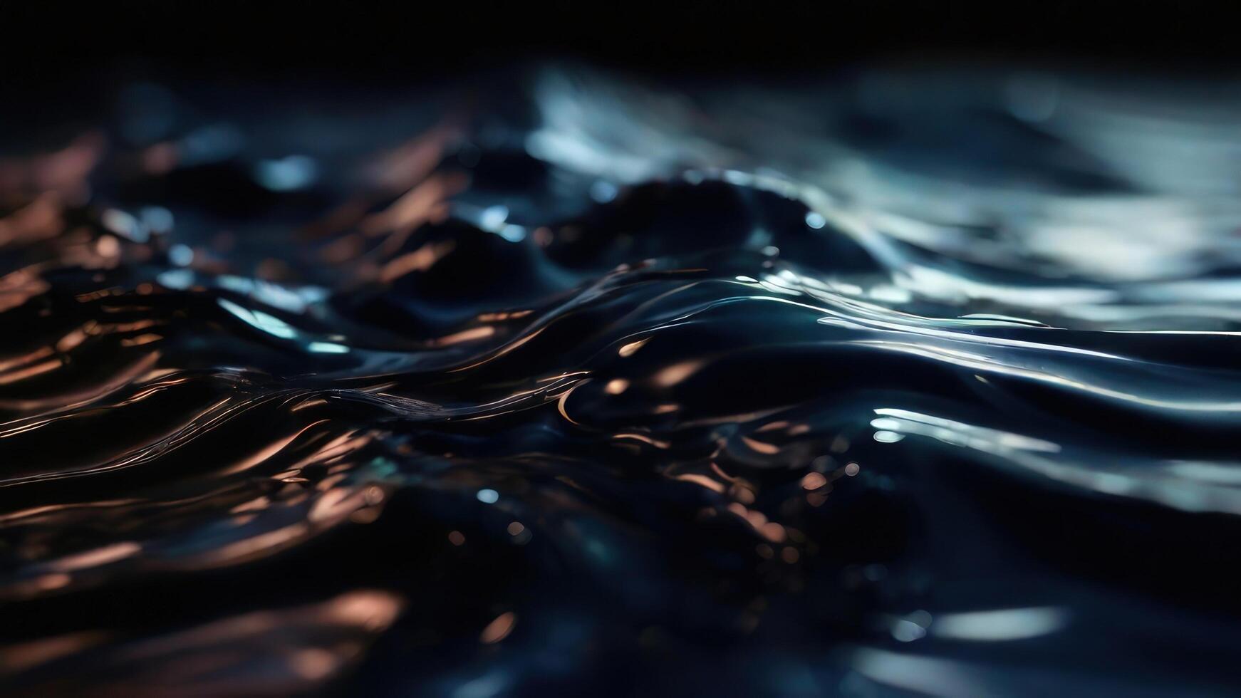 AI generated Realistic Dark Blue Liquid Waves with Deep Tones Abstract Background photo