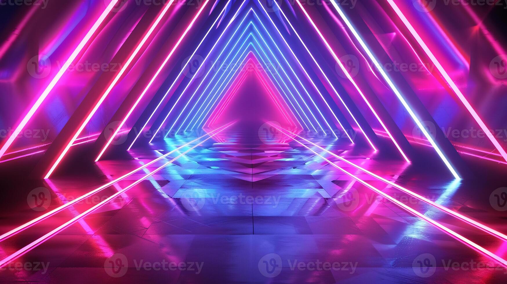 AI generated Abstract empty virtual neon background with glowing blue and purple lines photo